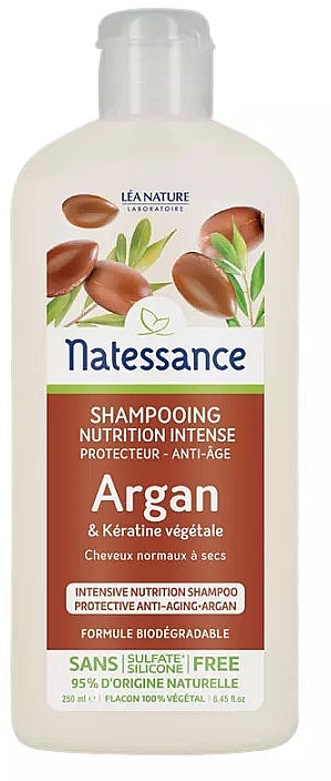 Питательный шампунь с аргановым маслом и растительным кератином - Natessance Nourishing Shampoo Argan & Botanical Keratin — фото N1