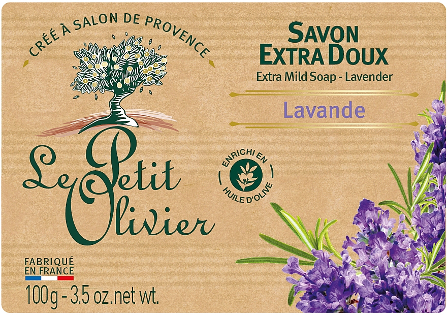 Мыло экстранежное, с экстрактом лаванды - Le Petit Olivier Extra mild soap-Lavender — фото N1