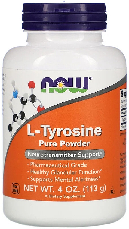Пищевая добавка "L-тирозин", порошок - Now Foods L-Tyrosine Powder — фото N1