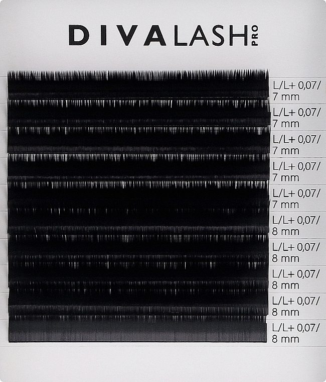 Ресницы для наращивания L/L+ 0.07 (7-8 мм), 10 линий - Divalashpro — фото N1