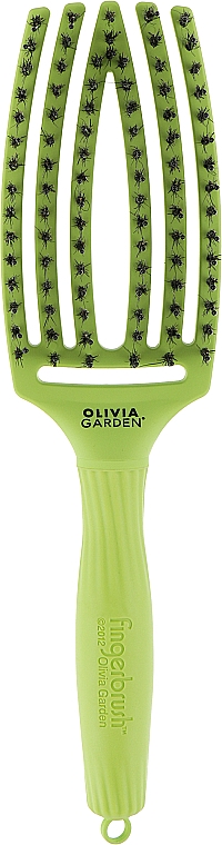 Щетка для волос изогнутая продувная с комбинированной щетиной - Olivia Garden Fingerbrush Tropical Lime — фото N1