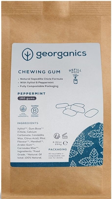 Жевательная резинка "Мята перечная" - Georganics Natural Chewing Gum Refill English Peppermint (сменный блок) — фото N1