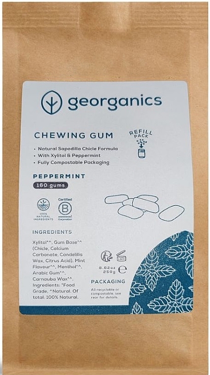 Жувальна гумка "М'ята перцева" - Georganics Natural Chewing Gum Refill English Peppermint (змінний блок) — фото N1