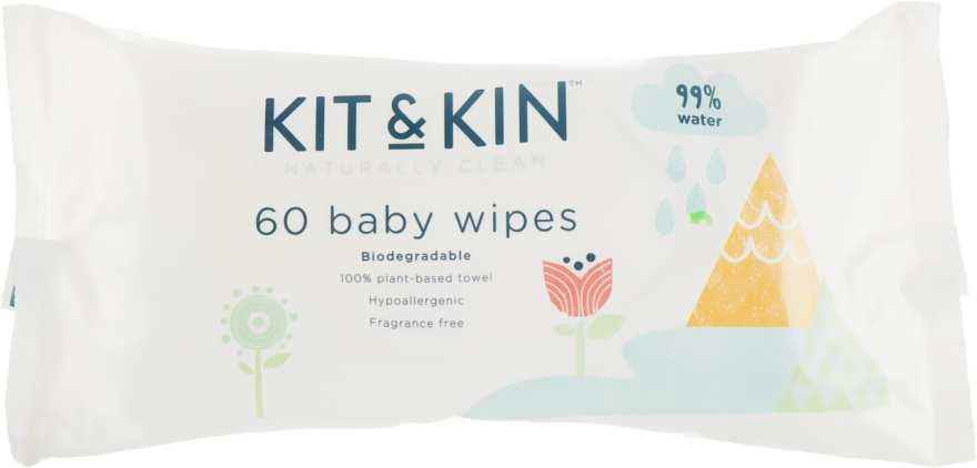 Биоразлагаемые влажные салфетки без запаха - Kit and Kin