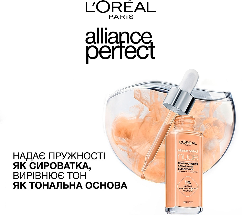 УЦІНКА Гіалуронова тональна сироватка для обличчя - L`Oréal Paris Alliance Perfect Nude * — фото N6