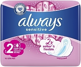 Гігієнічні прокладки, 10 шт. - Always Sensitive Ultra Super Plus — фото N2