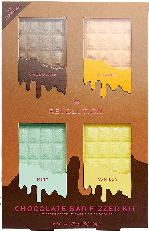 Набор - I Heart Revolution Chocolate Bar Fizzer Kit (bath/fiz/4х110g) — фото N1