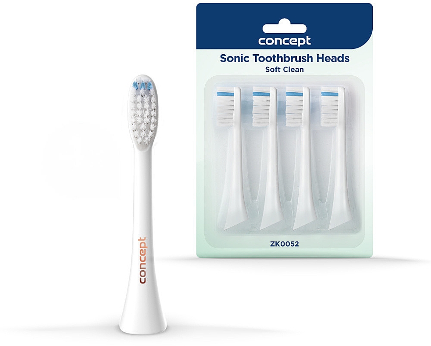 Змінні головки для зубної щітки, ZK0052, білі - Concept Sonic Toothbrush Heads Soft Clean — фото N1