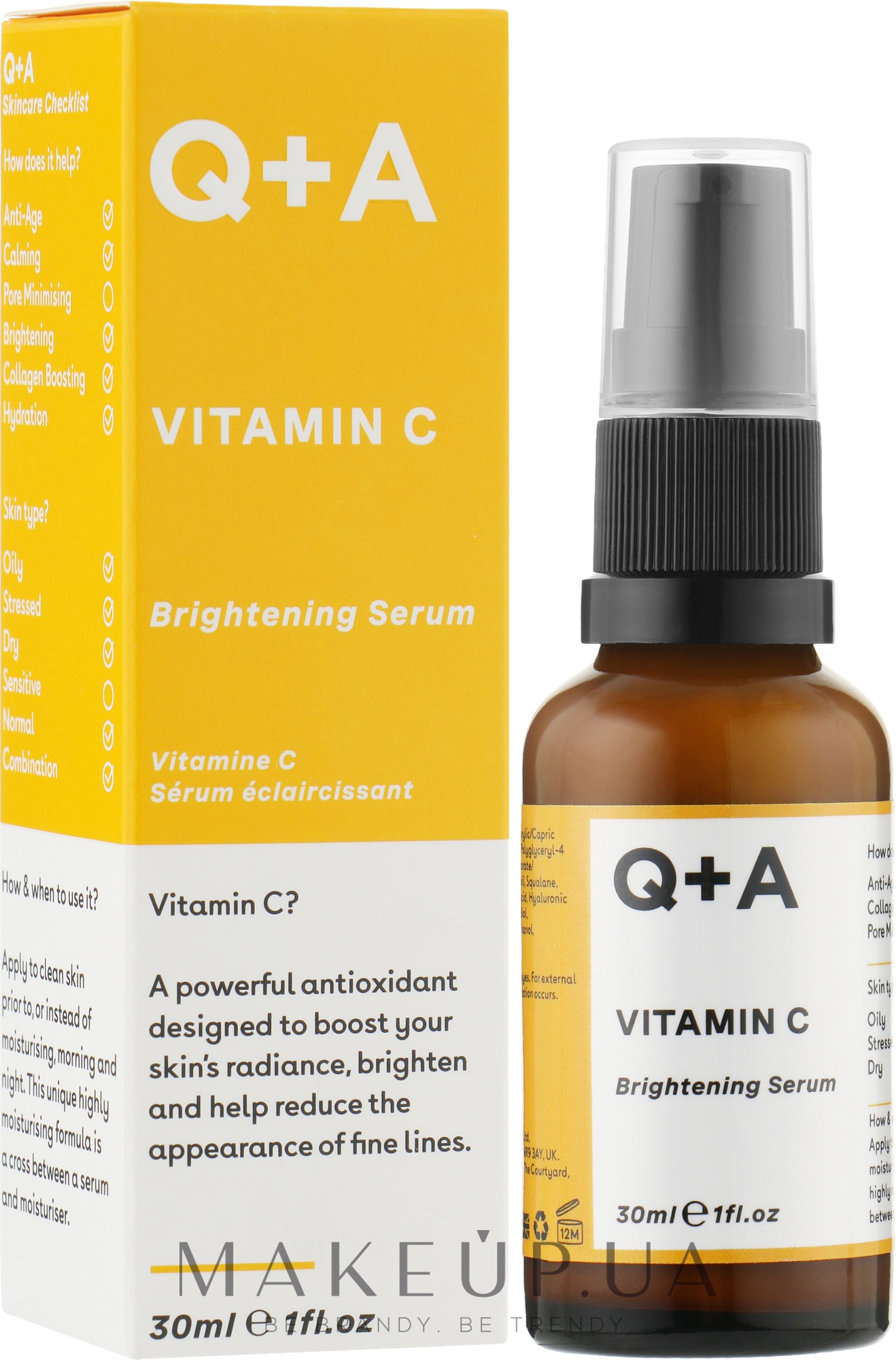Освітлювальна сироватка для обличчя - Q+A Vitamin C Brightening Serum — фото 30ml