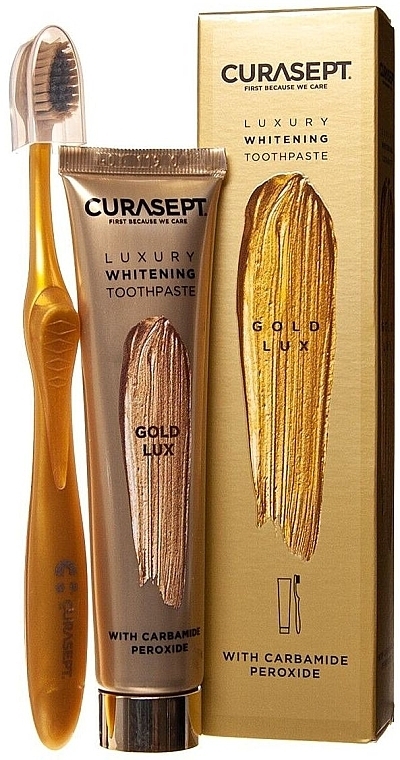 Набор - Curaprox Curasept Gold Whitening Luxury (t/paste/75ml + toothbrush) — фото N1