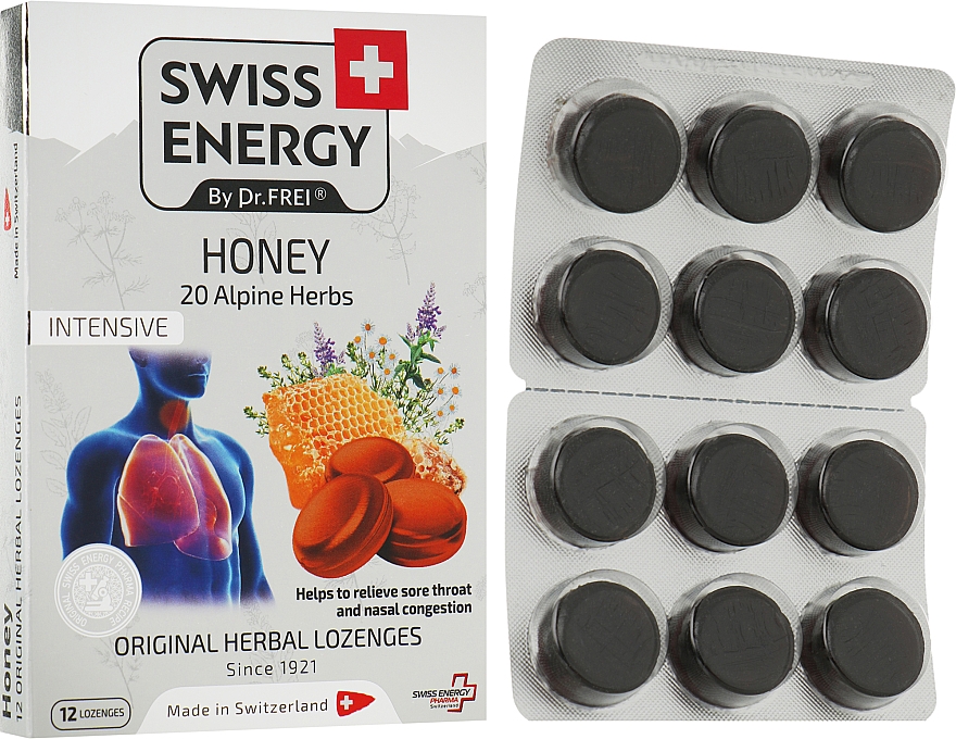 Леденцы "Мед" на основе натуральных трав - Swiss Energy Original Herbal Lozenges