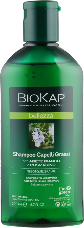 Шампунь для жирных волос - BiosLine BioKap Shampoo For Oily Hair With Silver Fir And Rosemary — фото N3