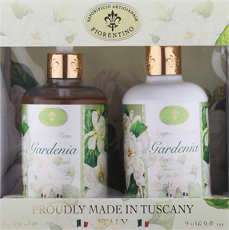 Набор - Saponificio Artigianale Fiorentino Gardenia (soap/500ml + sh gel/500ml) — фото N1