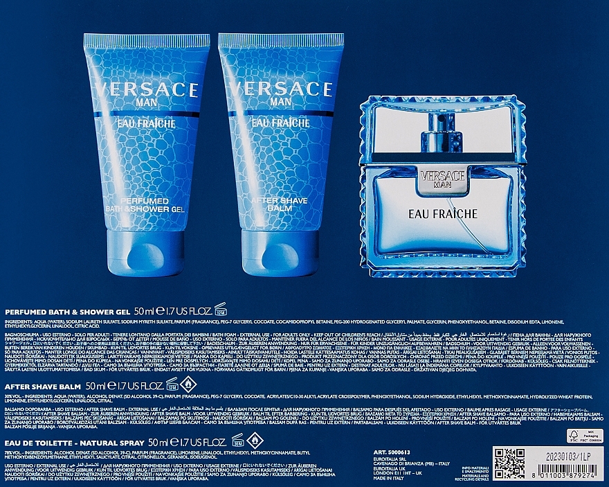 Versace Man Eau Fraiche - Набор (edt/50ml + sh/gel/50ml + af/sh/balm/50ml) — фото N3