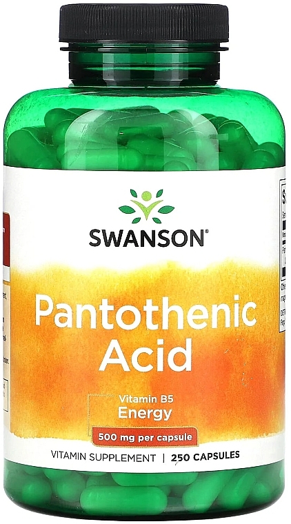 Пантотеновая кислота, 500 мг, в капсулах - Swanson Pantothenic Acid 500mg Capsules — фото N1