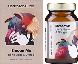 Пищевая добавка для повышения энергии и концентрации, 90 порций - HealthLabs ShroomMe Lion's Mane & Chaga — фото N2