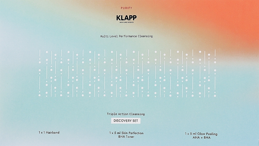 Набір - Klapp Triple Action Discovery Set (f/toner/5ml + f/peel/5ml + headband/1pc) — фото N1