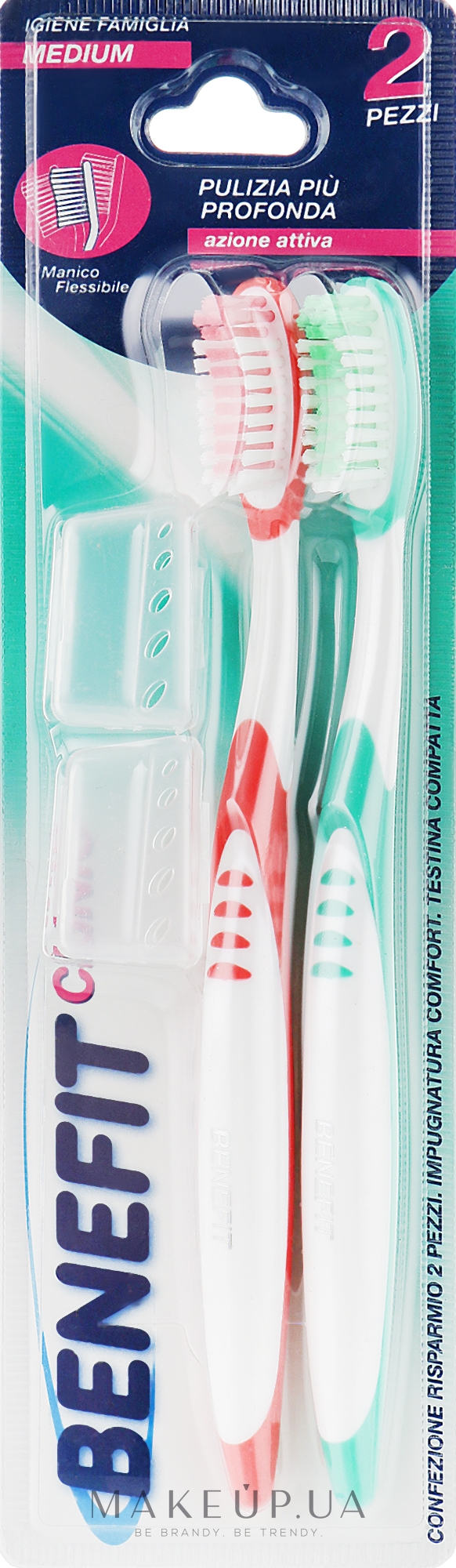 Набор зубных щеток, красная + зеленая - Mil Mil Benefit — фото 2шт