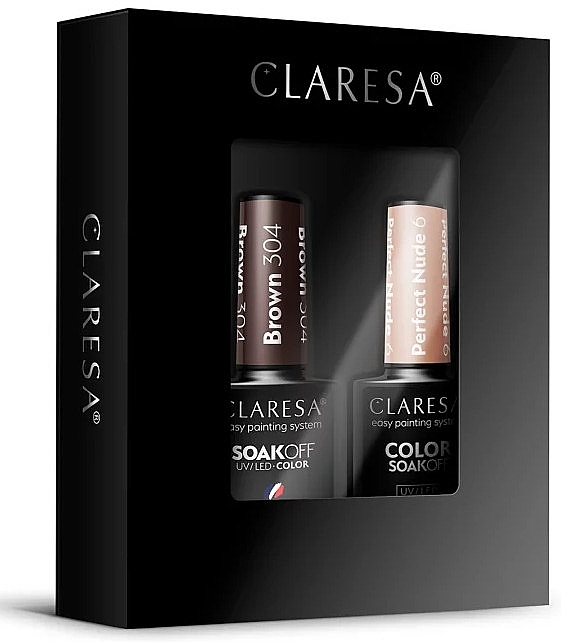 Набір гель-лаків для нігтів №22 - Claresa SoakOff UV/LED Color Brown/Perfect Nude (gel/polish/2x5g) — фото N1