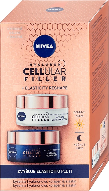 Набор - NIVEA Hyaluron Cellular Elasticity Filler (d/cr/50ml + n/cr/50ml) — фото N1