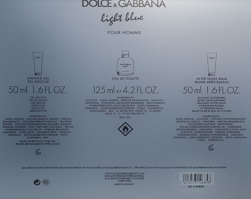Dolce & Gabbana Light Blue Pour Homme - Набор (edt/125ml + sh/gel/50ml + ash/balm/50ml) — фото N3