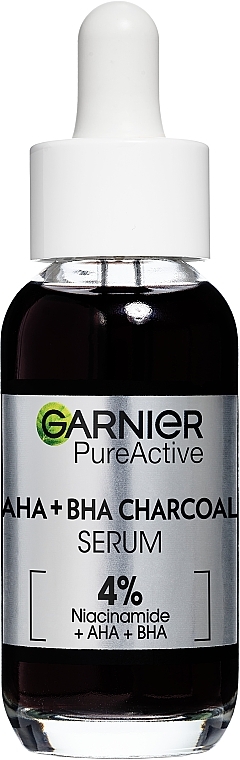 Сироватка-пілінг з вугіллям проти недоліків шкіри обличчя - Garnier Pure Active AHA+BHA Charcoal Serum — фото N1