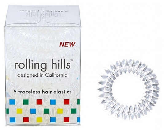 Резинка-браслет для волос, прозрачный - Rolling Hills 5 Traceless Hair Rings Transparent — фото N1