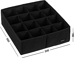 Органайзер для зберігання з 16 комірками, чорний 30х30х10 см "Home" - MAKEUP Drawer Underwear Organizer Black — фото N2