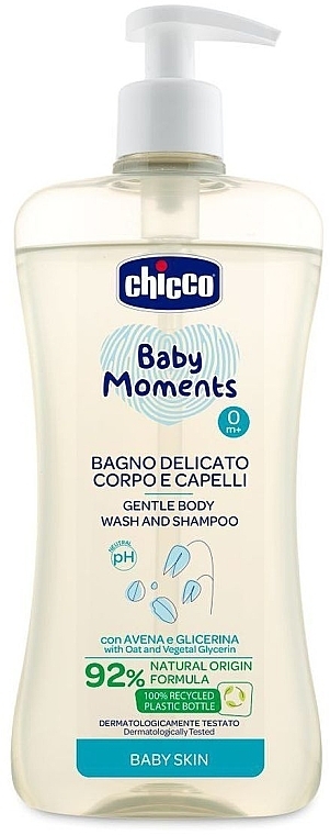 Гель-шампунь для тела и волос "Без Слез" с экстрактом овса - Chicco Baby Moments Body Wash And Shampoo * — фото N1