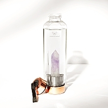 Стеклянная бутылка для воды с аметистом, 650 мл - Crystallove Hexagon Amethyst Bottle — фото N4