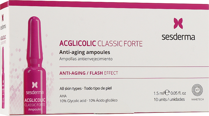 Ампулы с гликолевой кислотой против старения - SesDerma Laboratories Acglicolic Classic Forte Anti-Aging Ampoules — фото N1