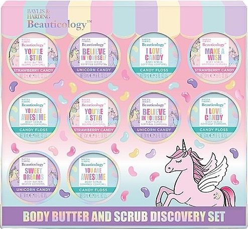 Набір, 10 продуктів - Baylis & Harding Beauticology Candy Body Scrub & Butter Discovery Gift Set — фото N1