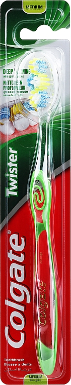 Зубная щетка средняя, 24262, салатовая - Colgate Twister Medium Toothbrush — фото N1