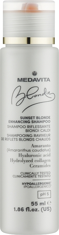 Зміцнювальний шампунь для посилення теплих відтінків блонду - Medavita Blondie Sunset Blonde Enhancing Shampoo — фото N1