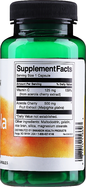 Пищевая добавка "Ацерола" - Swanson Acerola 500 mg — фото N2