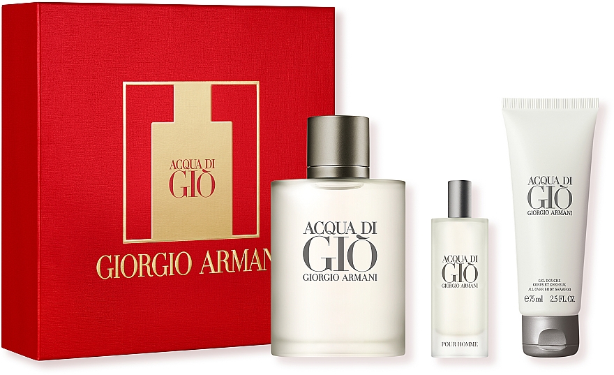 Giorgio Armani Acqua Di Gio Pour Homme - Набор (edt/100ml + edt/15ml + sh/gel/75ml) — фото N1