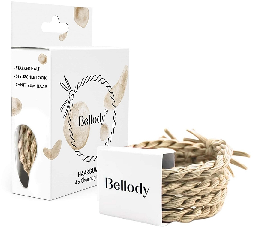 Резинка для волосся, champagne beige, 4 шт. - Bellody Original Hair Ties — фото N1