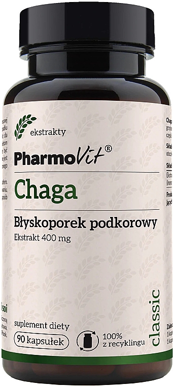Диетическая добавка "Чага", 400 мг - Pharmovit Classic — фото N1
