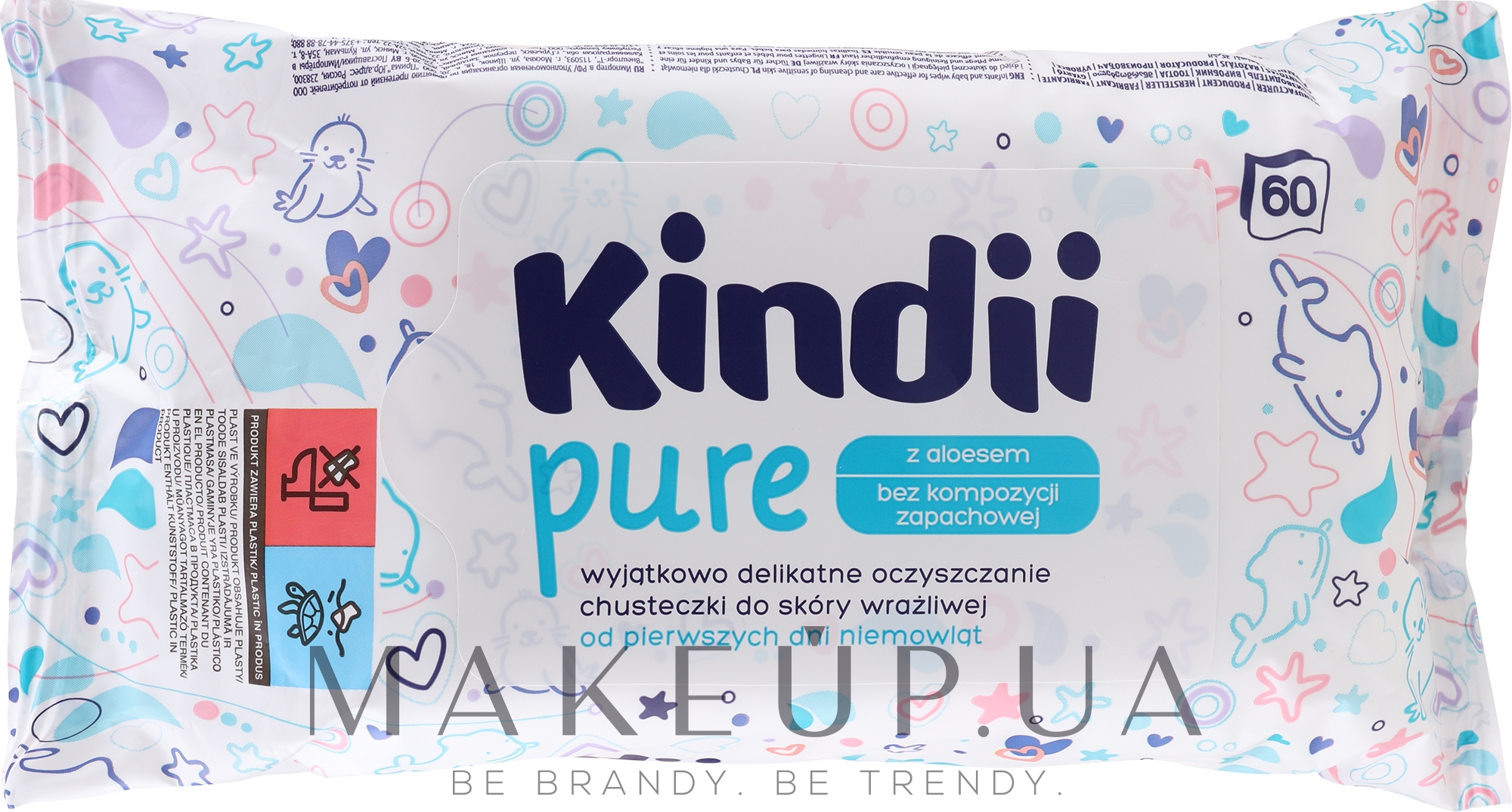 Детские влажные салфетки, 60шт - Kindii Pure Wipes — фото 60шт