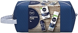 Парфумерія, косметика Набір чоловічий з косметичкою - NIVEA MEN Sensitive Care 2024 (sh/gel/200ml + af/sh/balm/100ml + deo/50ml + pouch)