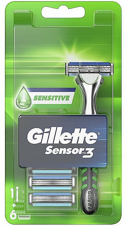 Бритва з 6 змінними касетами - Gillette Sensor3 Sensitive — фото N1