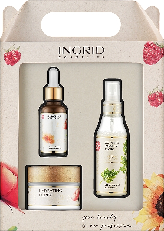 Подарочный набор - Ingrid Cosmetics Vegan (f/cr/50ml + f/ser-milk/30ml + f/ton/75ml) — фото N1
