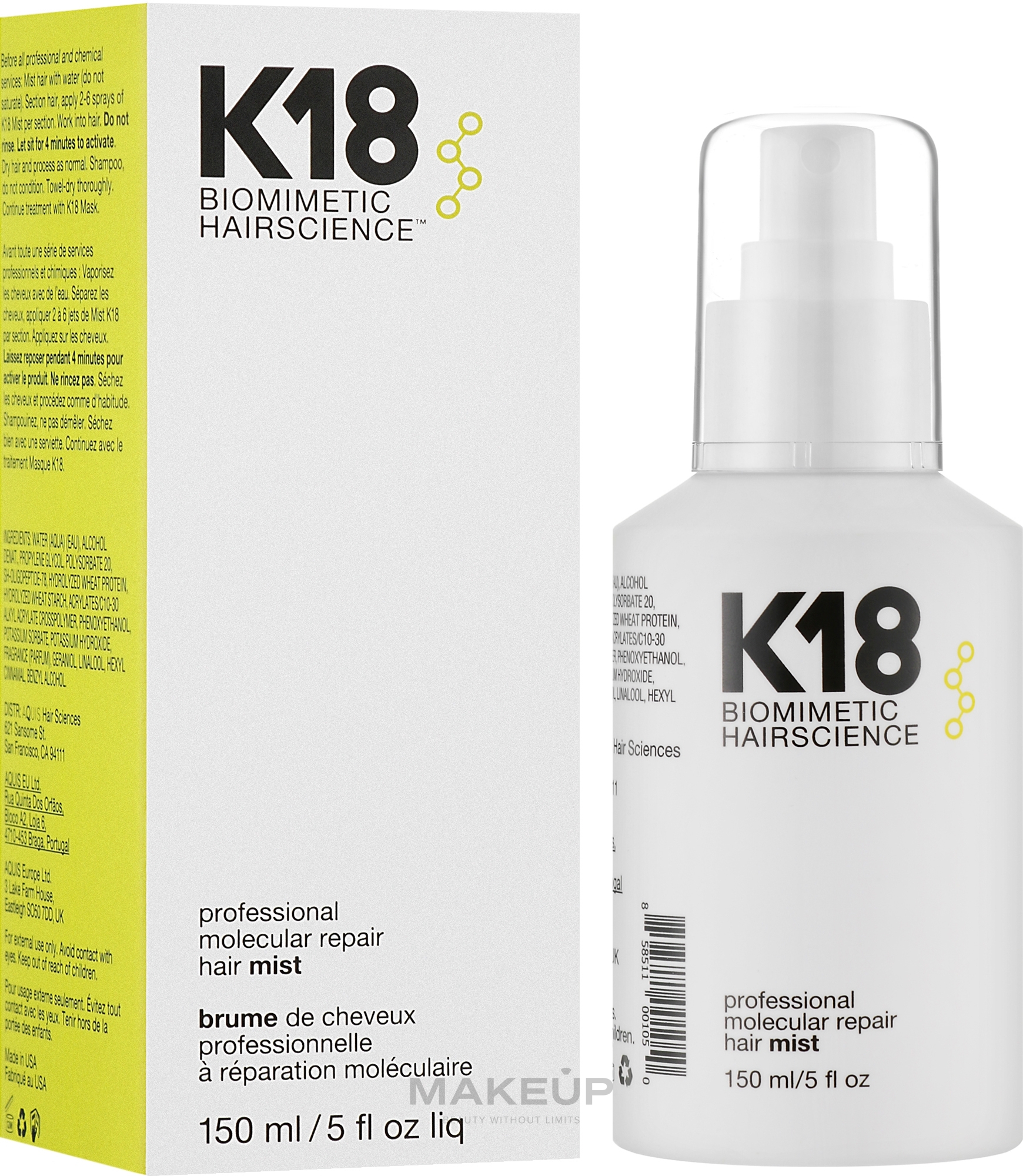 Мист для волос - K18 Hair Biomimetic Hairscience Professional Molecular Repair Hair Mist — фото 150ml