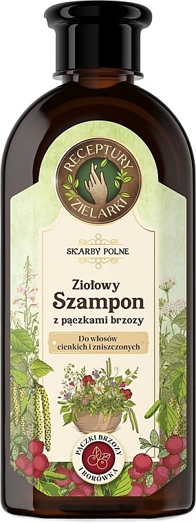 Шампунь з березовими бруньками для тонкого та пошкодженого волосся - Receptury Zielarki Skarby Polne — фото N1
