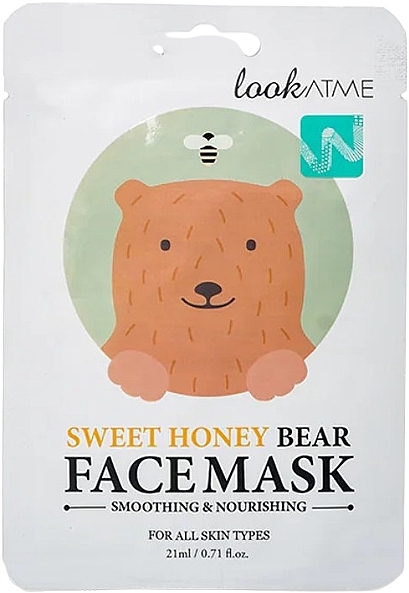 Тканинна маска для обличчя з екстрактом меду - Look At Me Sweet Honey Bear Face Mask — фото N1