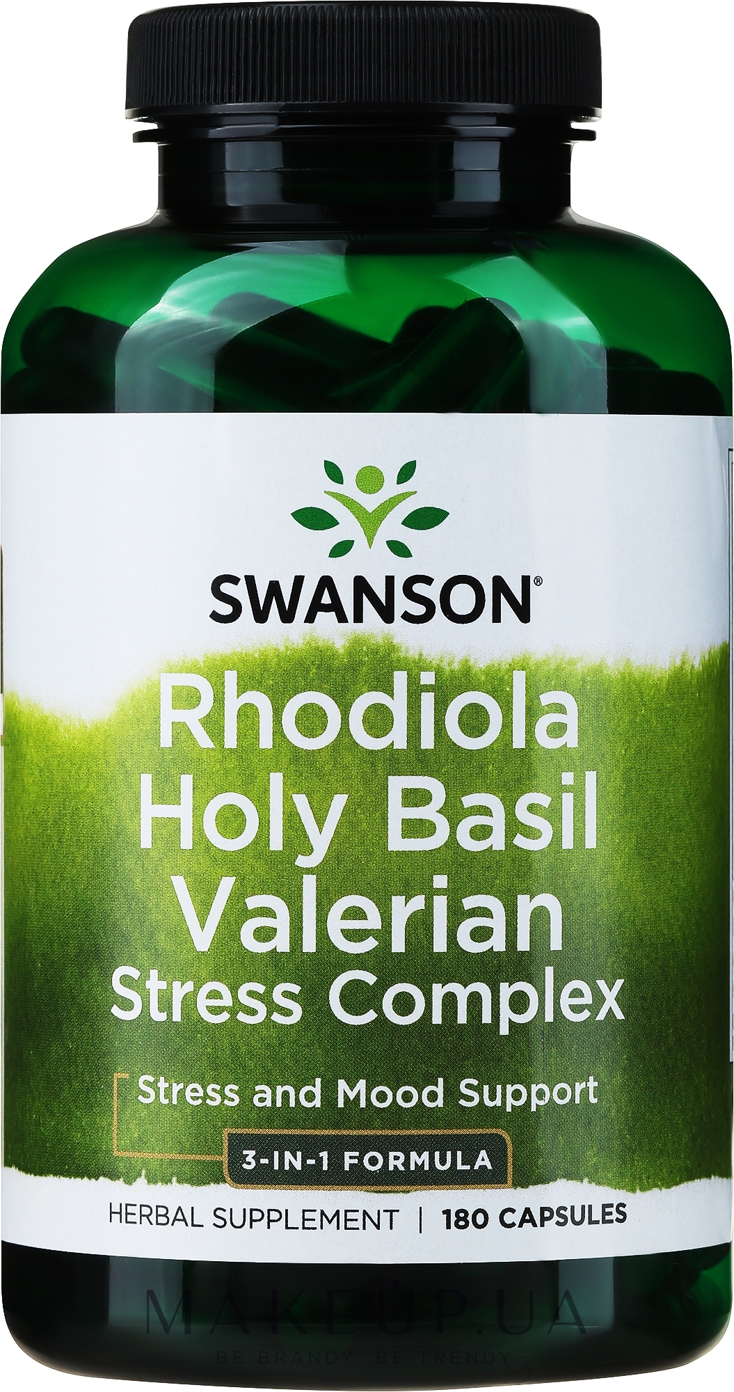 Пищевая добавка "Родиола, валериан и базилик" - Swanson Full Spectrum Stress Complex — фото 180шт