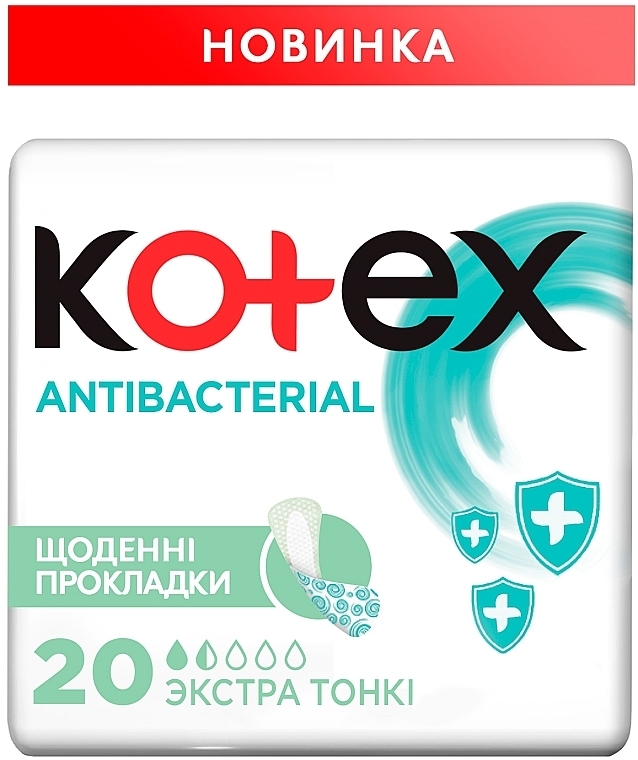 Щоденні гігієнічні прокладки "Екстратонкі", 20 шт. - Kotex Antibac Extra Thin — фото N1