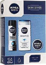 Парфумерія, косметика Набір - NIVEA MEN Skin Diver (deo/150ml + sh/gel/250ml + f/cr/30ml)