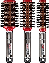 Керамічні щітки для волосся у футлярі, 3 шт, червоний футляр - CHI — фото N1