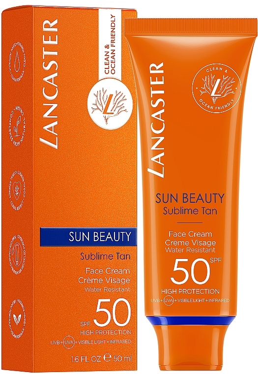 Солнцезащитный водостойкий крем для лица - Lancaster Sun Beauty SPF50 — фото N2